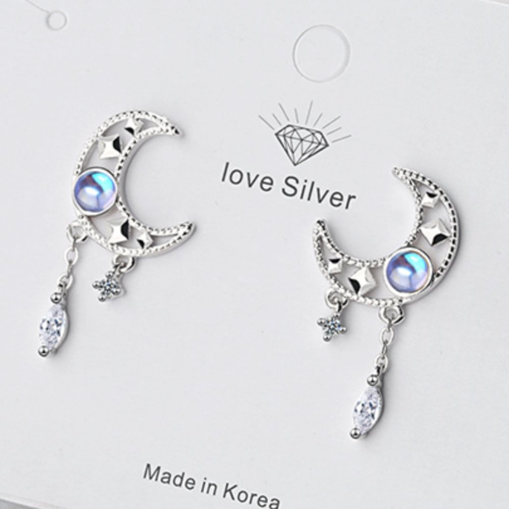 🌟NEW 🌟925 Silver Colorful Moonstone Earrings